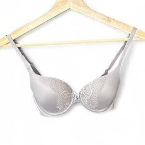 Victoria's Secret Perfect Shape Lightly Lined Bra 32C Lavendar-Grey Lace Back